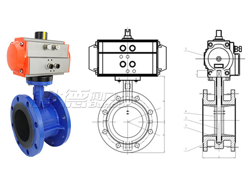 气动法兰蝶阀图纸