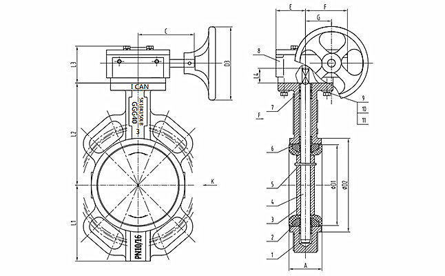 DN80對夾渦輪蝶閥